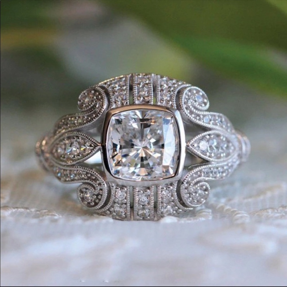 925 Silver Art Deco Statement Ring - Picture 3 of 8